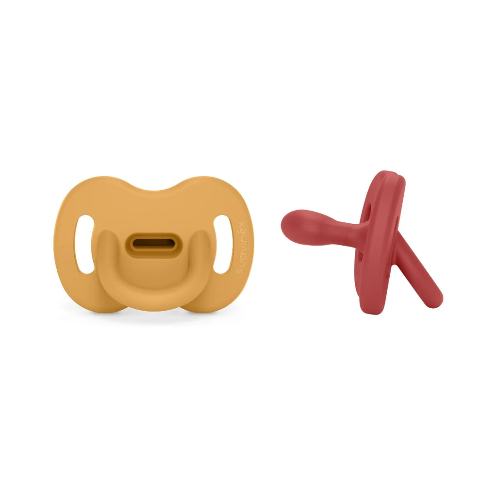 Silicone Pacifier 2 Pack with a Reversible Physiological Nipple and Soft Single-Piece Construction