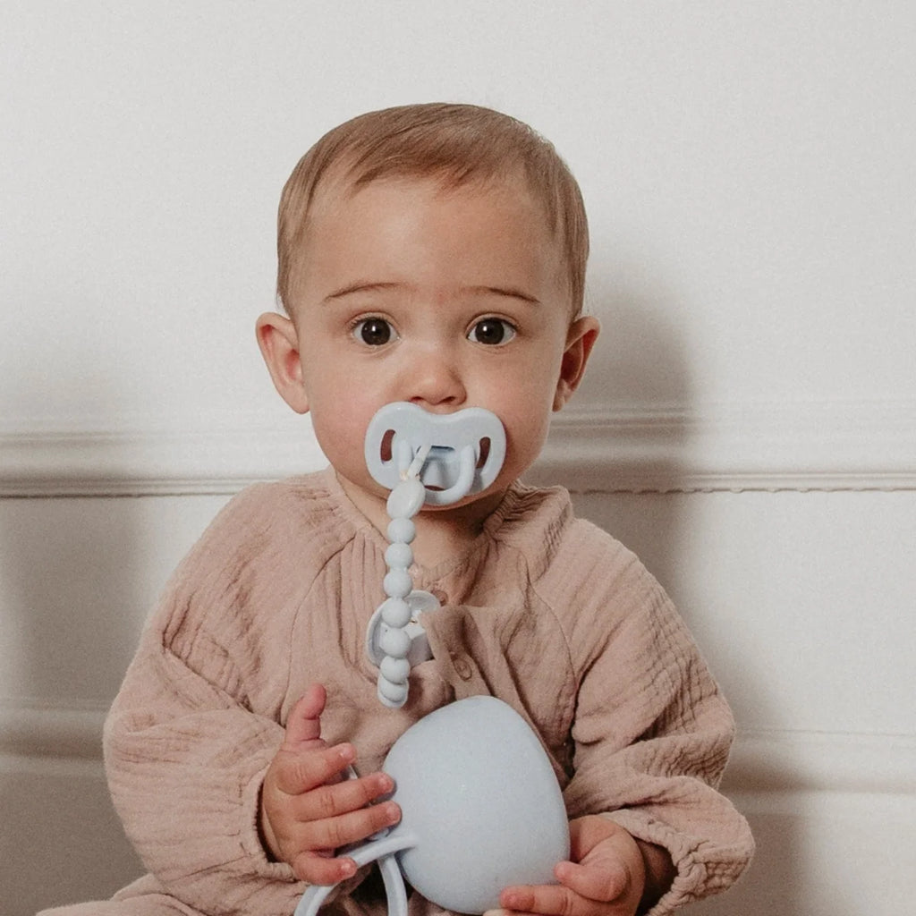 Silicone Pacifier 2 Pack with a Reversible Physiological Nipple and Soft Single-Piece Construction