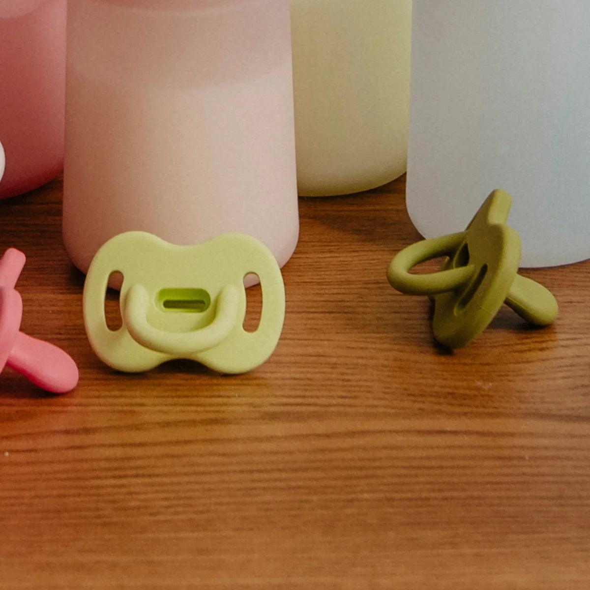 Silicone Pacifier 2 Pack with a Reversible Physiological Nipple and Soft Single-Piece Construction