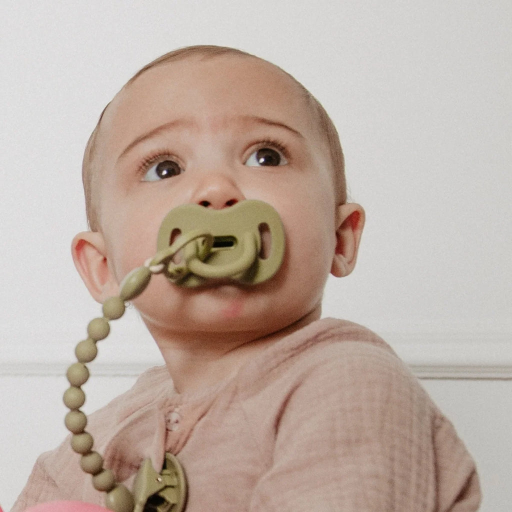 Silicone Pacifier 2 Pack with a Reversible Physiological Nipple and Soft Single-Piece Construction