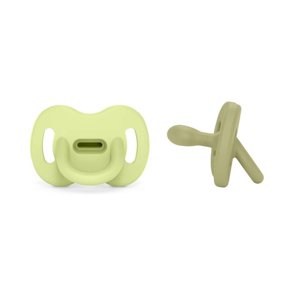 Silicone Pacifier 2 Pack with a Reversible Physiological Nipple and Soft Single-Piece Construction