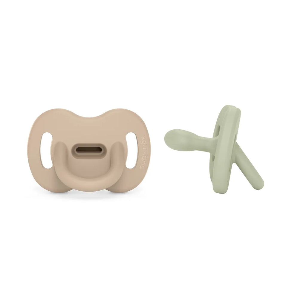 Silicone Pacifier 2 Pack with a Reversible Physiological Nipple and Soft Single-Piece Construction