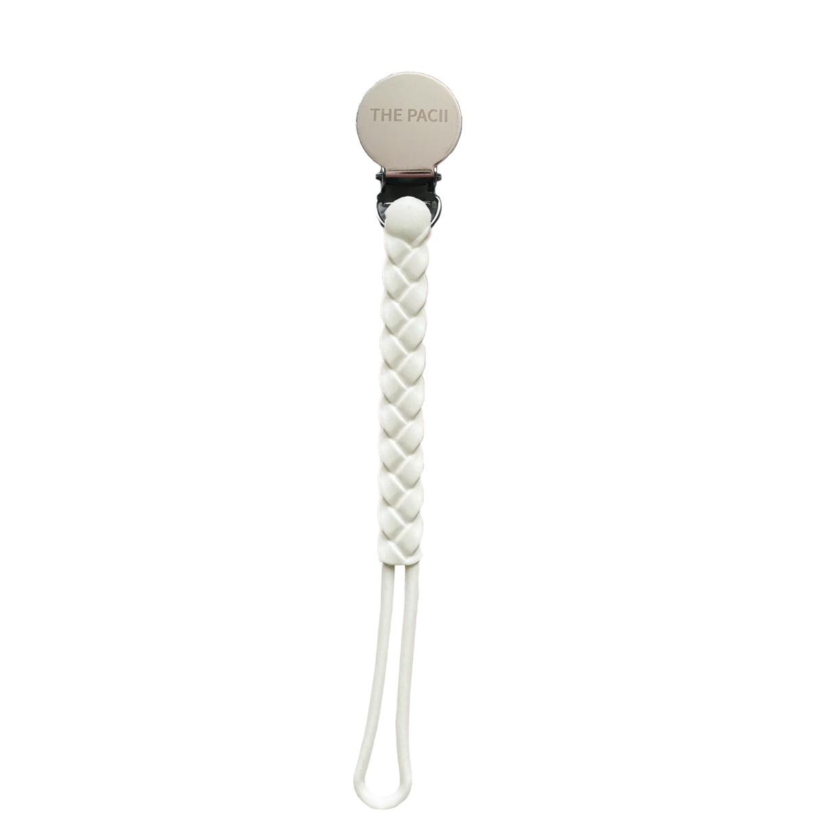 Silicone Pacifier Clip in a 7-Inch Length for Keeping a Pacifier Close During Everyday Baby Care — Cream