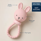 Silicone Rattle Teether for Babies with Multiple Textures and Gentle Sounds for Teething and Play