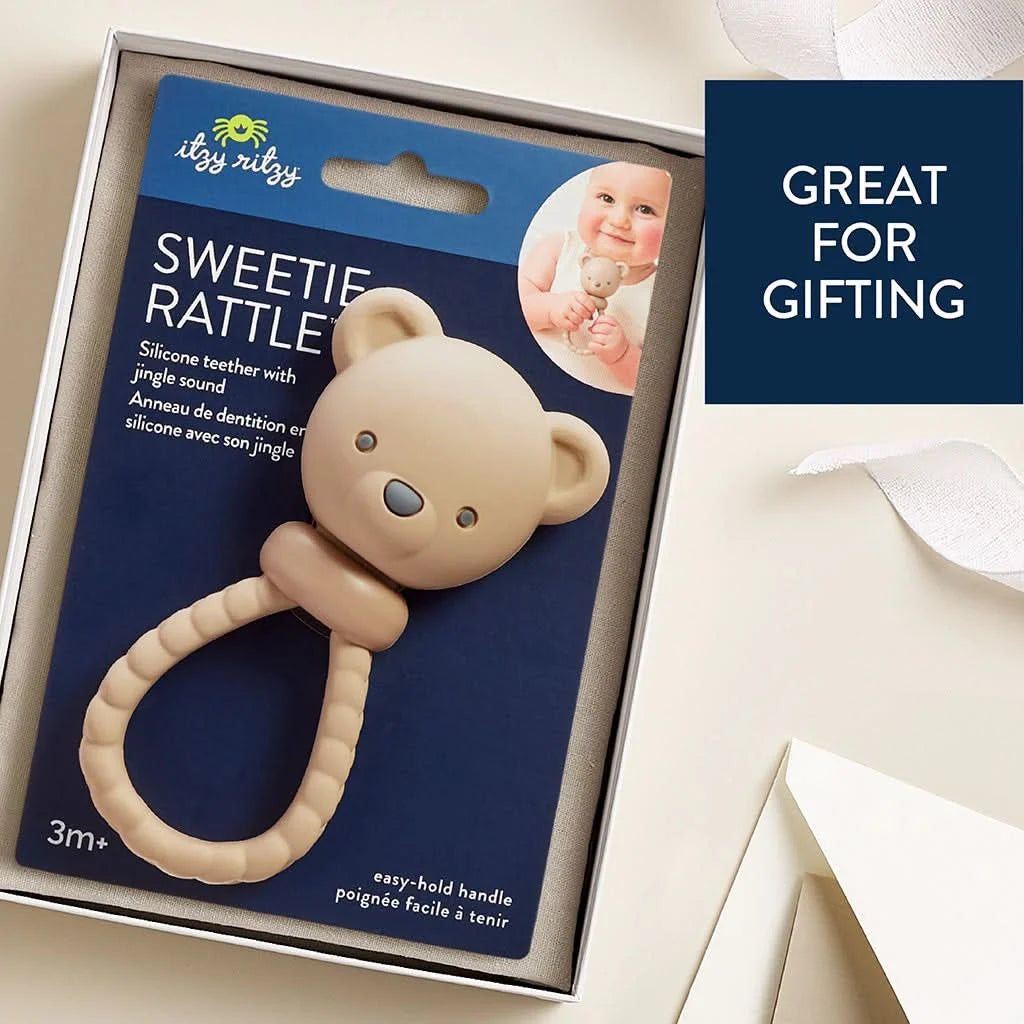 Silicone Rattle Teether for Babies with Multiple Textures and Gentle Sounds for Teething and Play