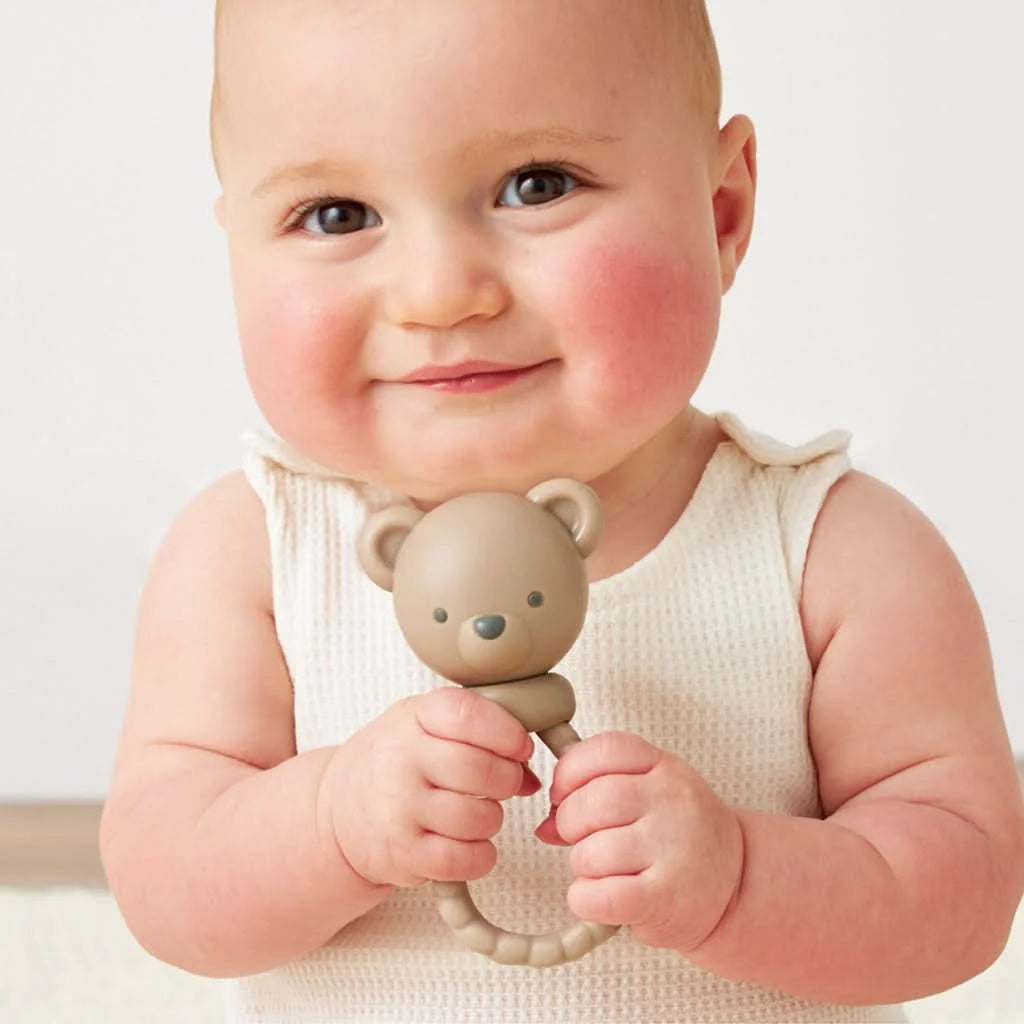 Silicone Rattle Teether for Babies with Multiple Textures and Gentle Sounds for Teething and Play