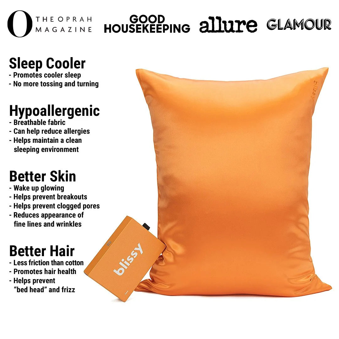 Silk Pillowcase in Coral, Standard Size, 22-Momme 100% Pure