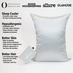 Silk Pillowcase in Silver, Handmade from 22-Momme Pure Mulberry Silk in a Standard Size for Bedtime