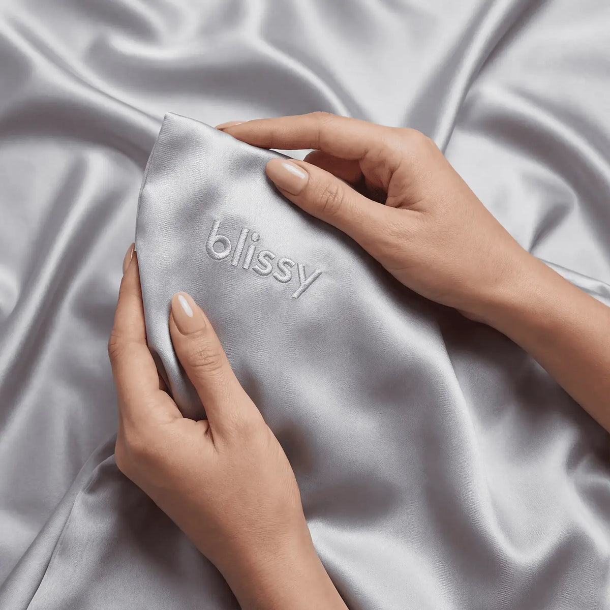 Silk Pillowcase in Silver, Handmade from 22-Momme Pure Mulberry Silk in a Standard Size for Bedtime