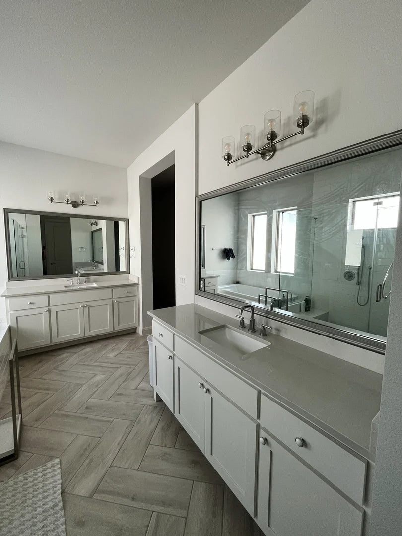 Silver Mirror Frame Border with a Three-Tier Inner Edge and Softly Rounded Profile, 2 1/4 Inches Wide