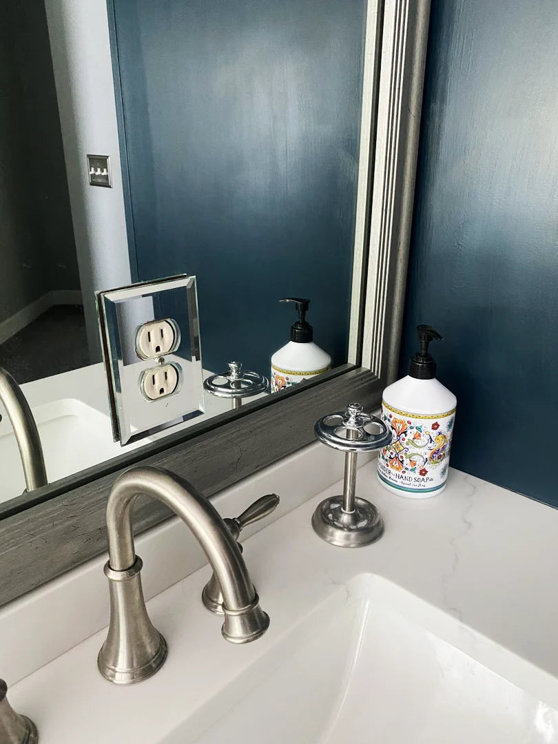 Silver Mirror Frame Border with a Three-Tier Inner Edge and Softly Rounded Profile, 2 1/4 Inches Wide