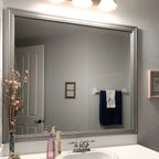 Silver Mirror Frame Border with a Three-Tier Inner Edge and Softly Rounded Profile, 2 1/4 Inches Wide
