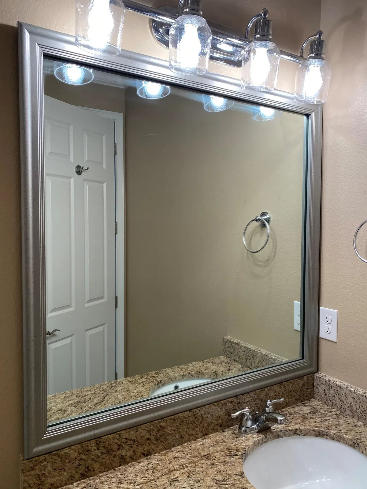 Silver Mirror Frame Border with a Three-Tier Inner Edge and Softly Rounded Profile, 2 1/4 Inches Wide