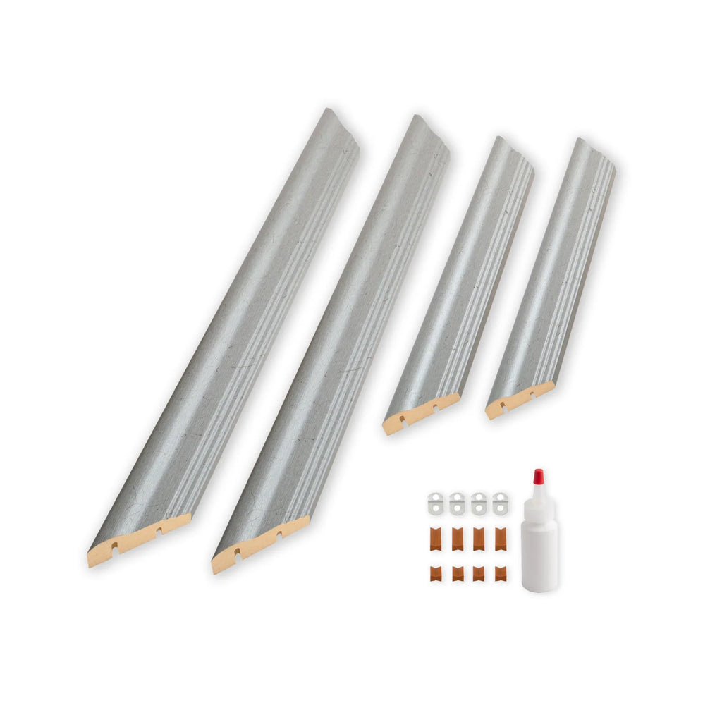 Silver Mirror Frame Border with a Three-Tier Inner Edge and Softly Rounded Profile, 2 1/4 Inches Wide