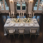 Silver Velvet Rectangle Tablecloth, 90 x 132 Inch Seamless Design