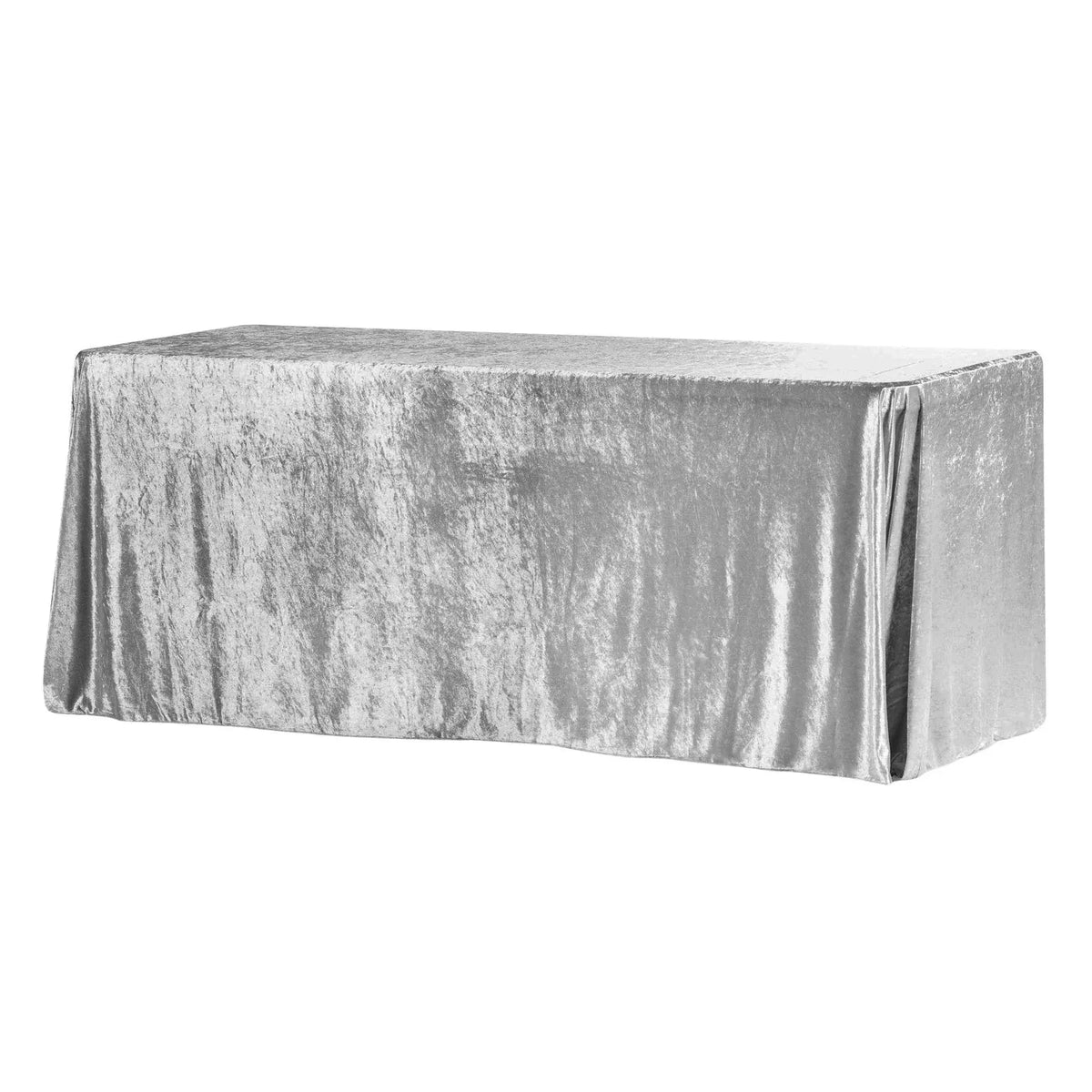 Silver Velvet Rectangle Tablecloth, 90 x 132 Inch Seamless Design