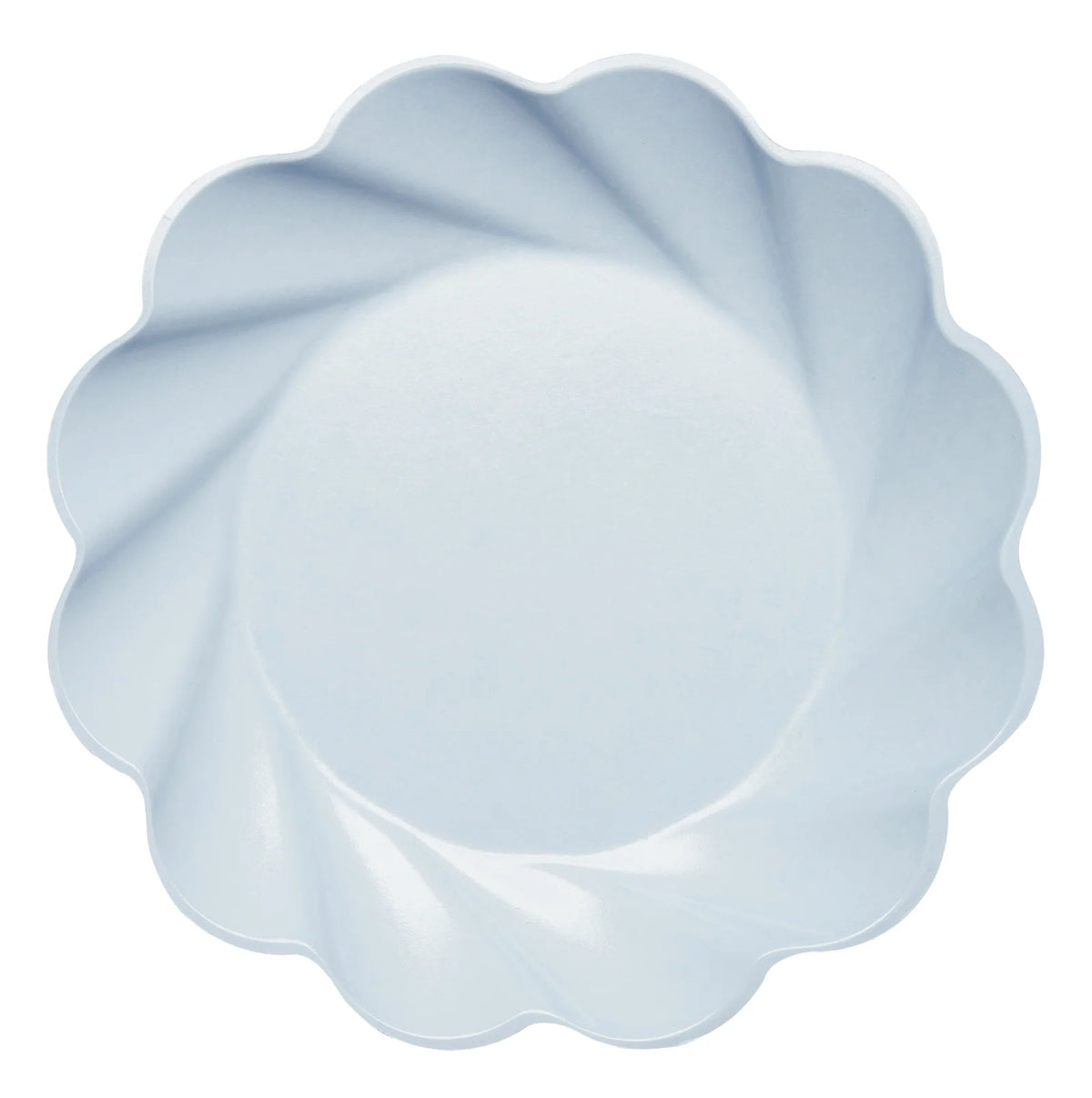 Sky Blue Compostable Dinner Plates in a Wavy Design, 9.5-Inch Bamboo Fiber Blend Plates, Pack of 8