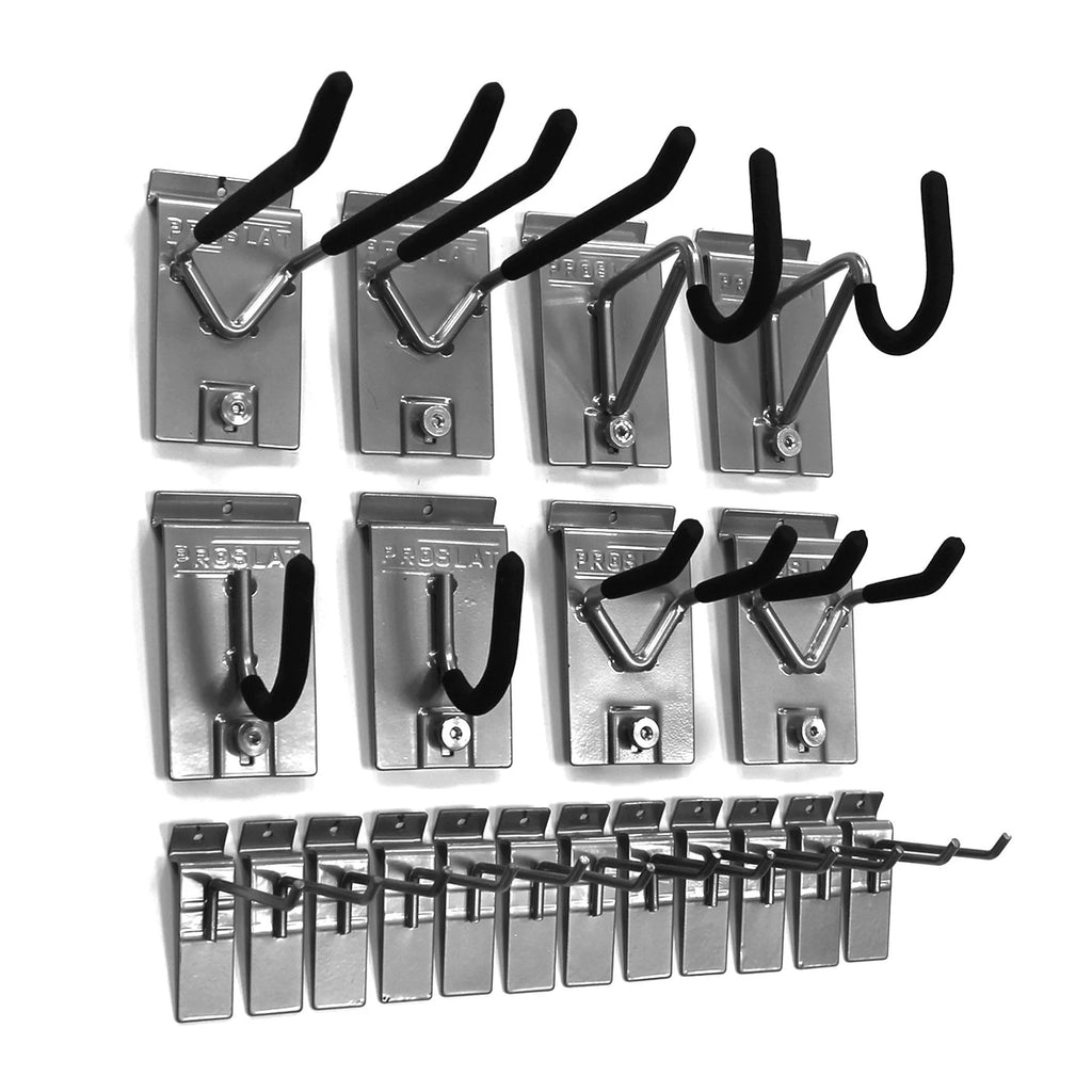 Slatwall Hook Kit in Silver Powder-Coated Steel, 20 Pieces