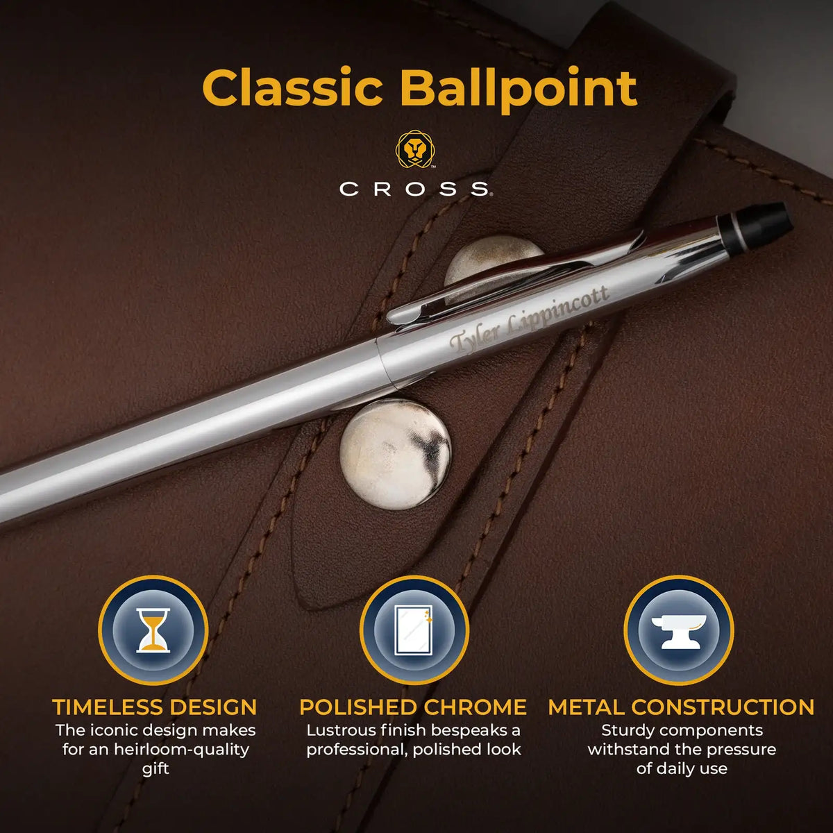 Slim Ballpoint Pen in Lustrous Chrome
