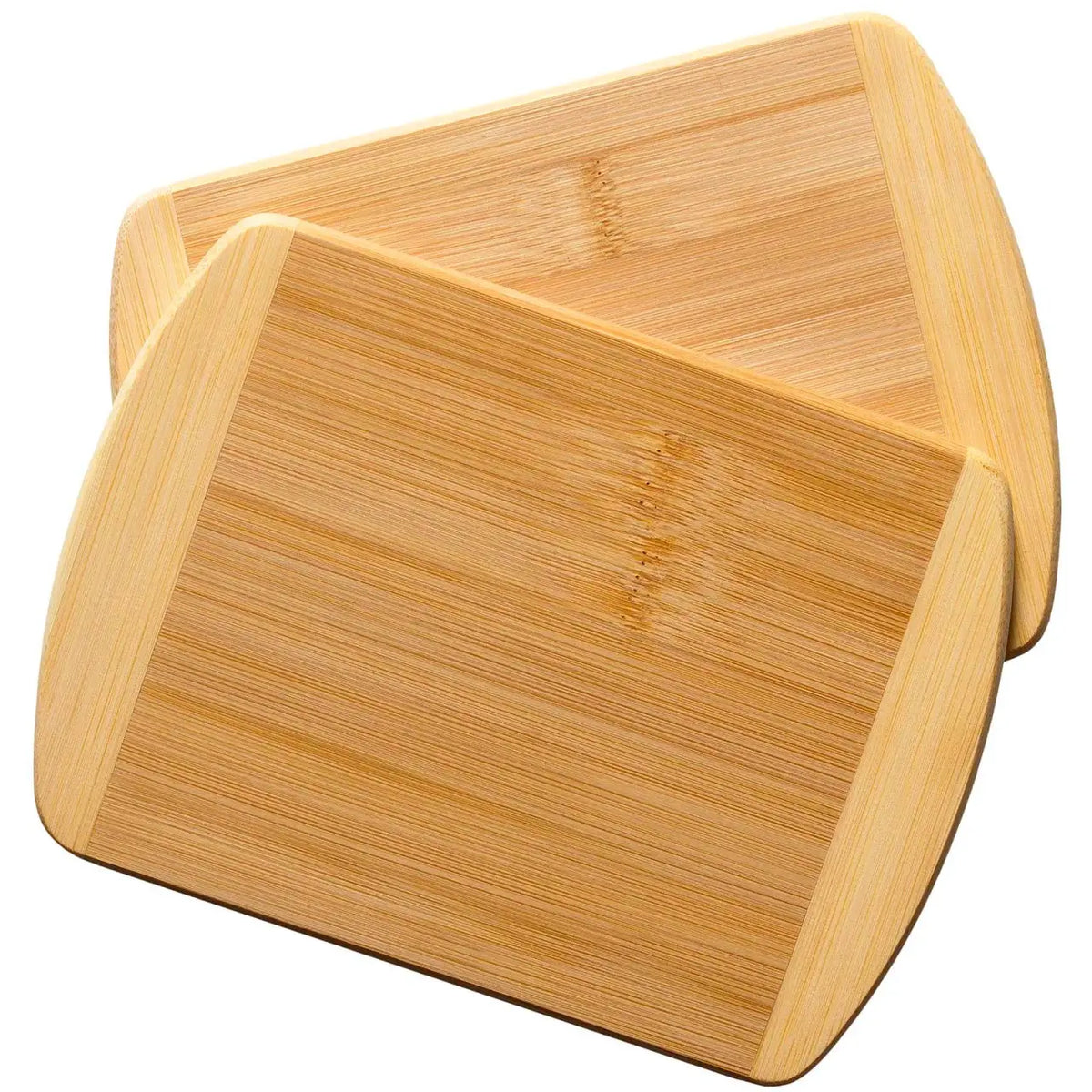 Small Bamboo Cutting Boards in a 2-Piece Set with Light and Caramelized Bamboo for Kitchen and Bar