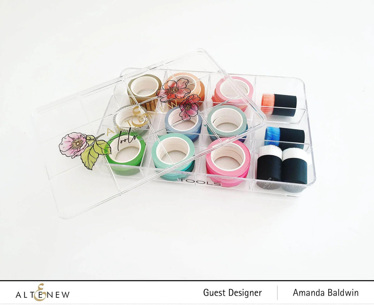 Small Ink Blending Tool Storage Box with 12 Compartments and a Hinged Lid for Stackable Craft Organization