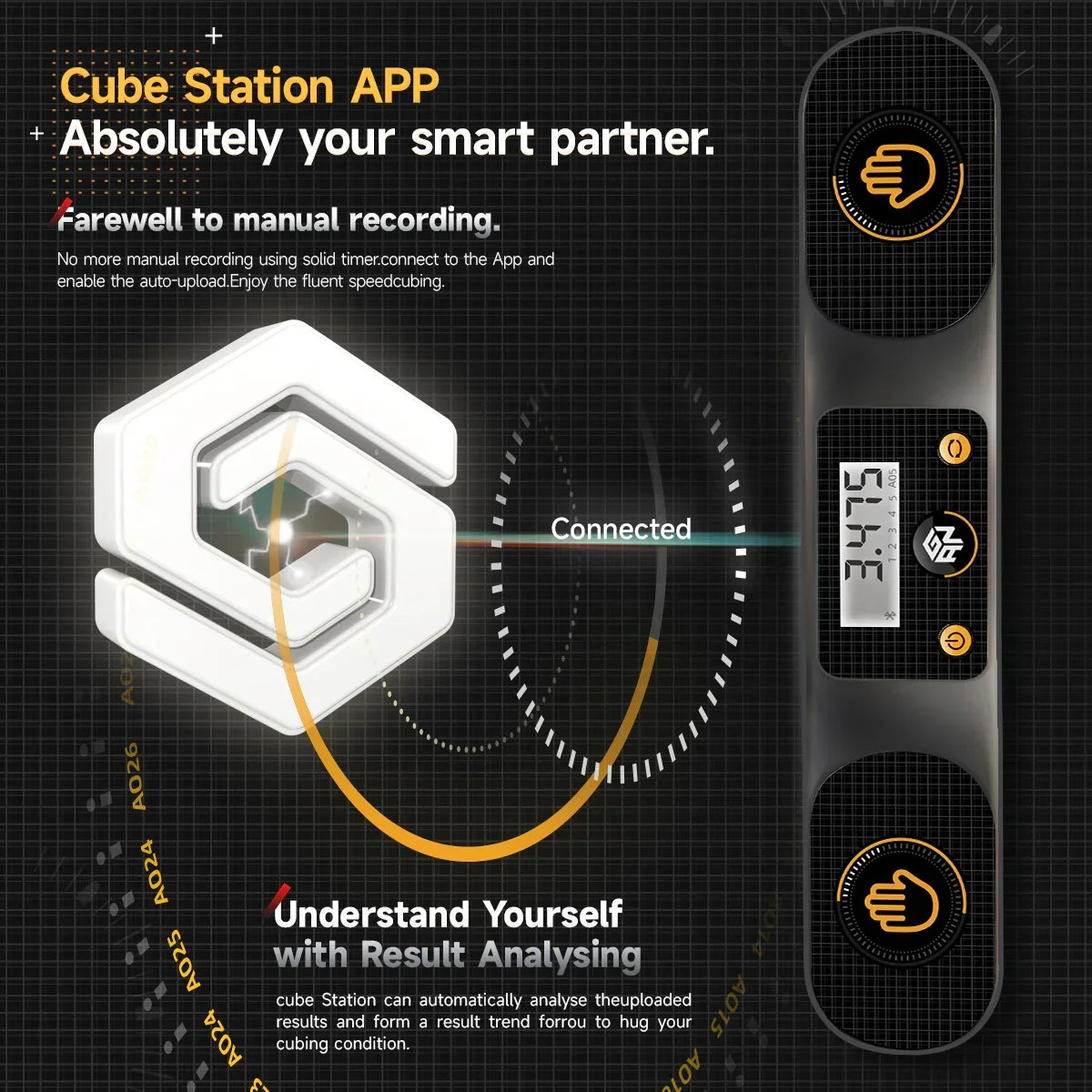 Smart Cube Timer for Speedcubing with Automatic Solve Sync and a One-Second Pause to Prevent Accidental Resets