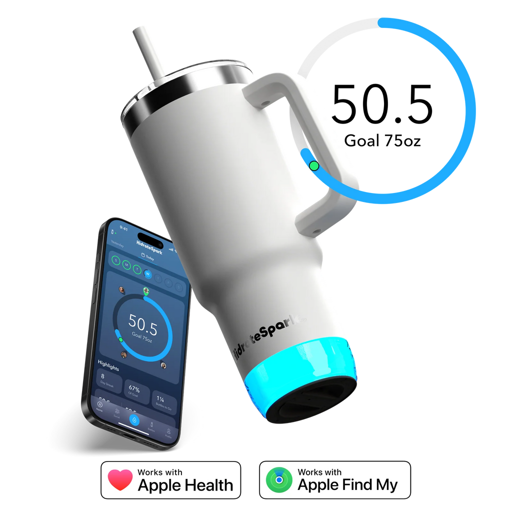 Smart Water Tumbler, 30 oz Recycled Stainless Steel, White-Tumbler