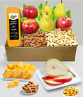 Snack Basket with Fresh Apples, Pears, Crackers, Cheese, Cashews, Almonds and a Personal Gift Message