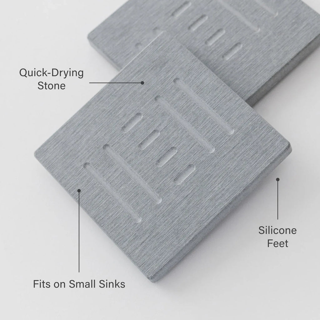 Soap Caddy 2-Pack for Small Bathroom and Kitchen Sinks with Quick-Drying Non-Slip Bottle Platforms