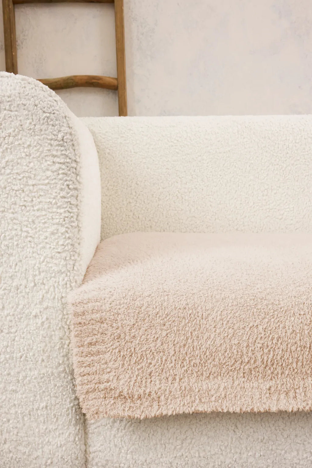 Sofa Blanket in Soft Lightweight Knit with Ribbed Edges for Styling Two-Seater and Three-Se — Stone / 2 SEAT / Stone / 3 SEAT