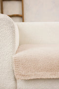 Sofa Blanket in Soft Lightweight Knit with Ribbed Edges for Styling Two-Seater and Three-Se — Stone / 2 SEAT / Stone / 3 SEAT