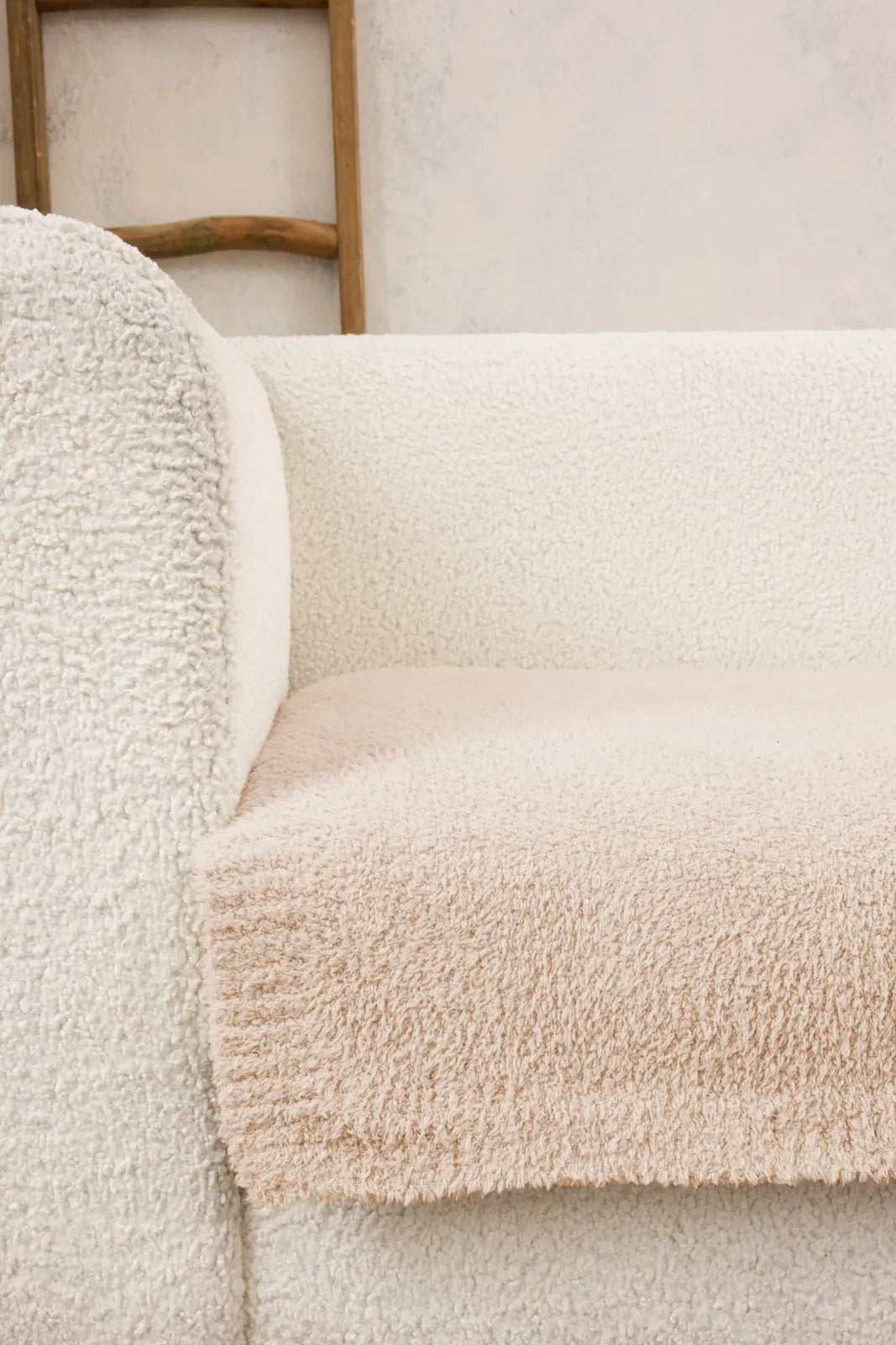 Sofa Blanket in Soft Lightweight Knit with Ribbed Edges for Styling Two-Seater and Three-Se — Stone / 2 SEAT / Stone / 3 SEAT
