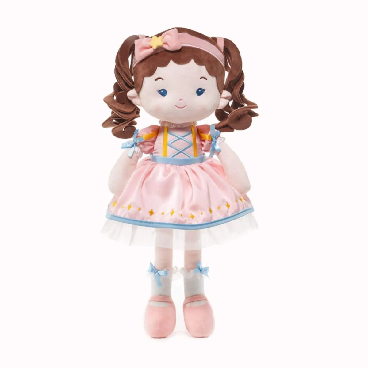 Soft Personalized Plush Doll in a Pink Rainbow Dress, 16-Inch