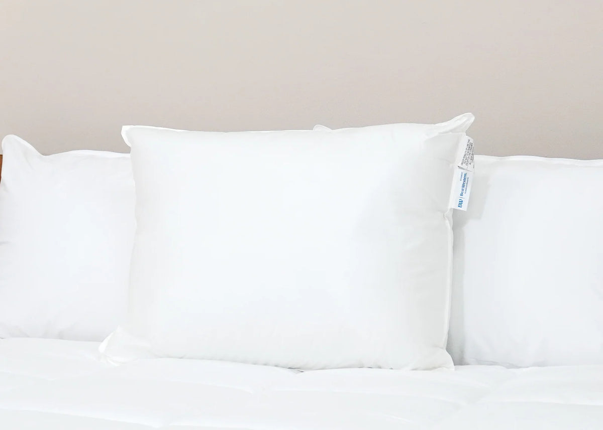 Soft Polyester Pillow with Medium-Soft Support, Hypoallergenic Cotton Cover and Standard, Queen or King Sizes