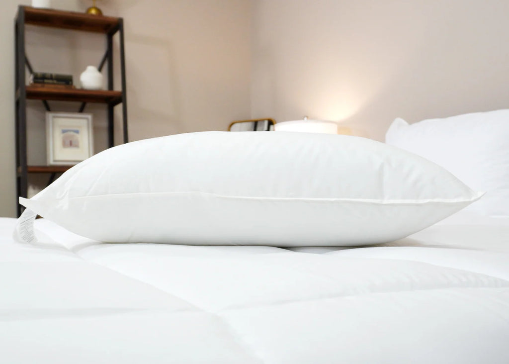 Soft Polyester Pillow with Medium-Soft Support, Hypoallergenic Cotton Cover and Standard, Queen or King Sizes