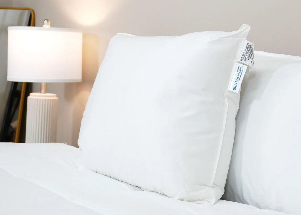 Soft Polyester Pillow with Medium-Soft Support, Hypoallergenic Cotton Cover and Standard, Queen or King Sizes