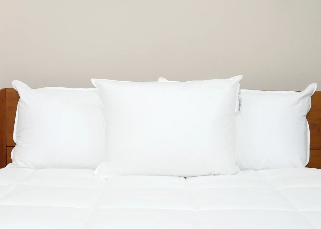Soft Polyester Pillow with Medium-Soft Support, Hypoallergenic Cotton Cover and Standard, Queen or King Sizes