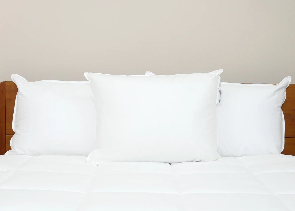 Soft Polyester Pillow with Medium-Soft Support, Hypoallergenic Cotton Cover and Standard, Queen or King Sizes