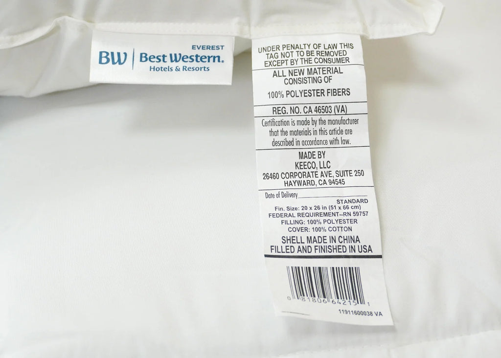 Soft Polyester Pillow with Medium-Soft Support, Hypoallergenic Cotton Cover and Standard, Queen or King Sizes