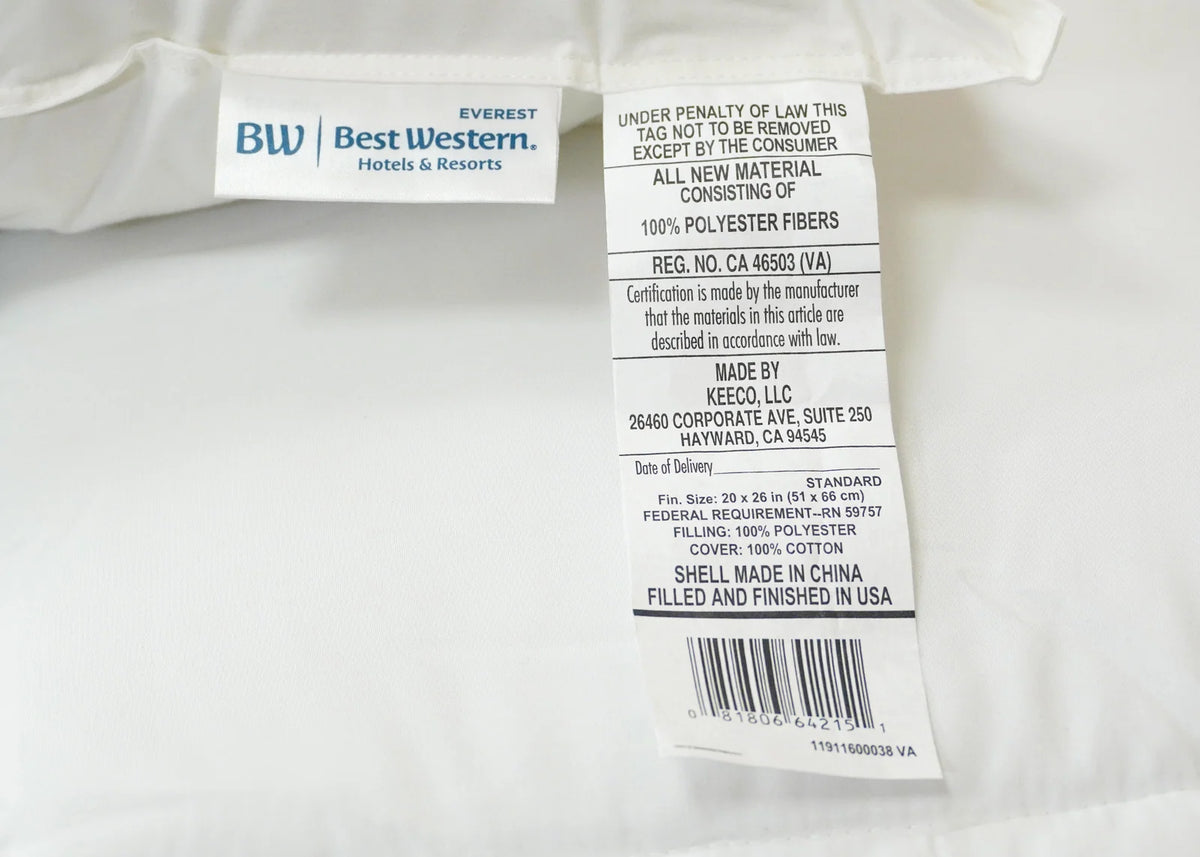 Soft Polyester Pillow with Medium-Soft Support, Hypoallergenic Cotton Cover and Standard, Queen or King Sizes