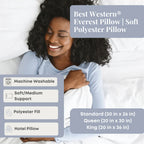 Soft Polyester Pillow with Medium-Soft Support, Hypoallergenic Cotton Cover and Standard, Queen or King Sizes