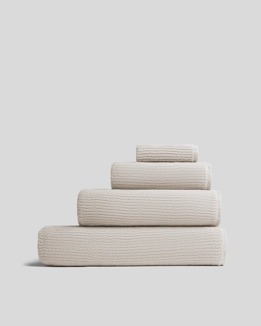 Soft Rib Cotton Towels in Bone