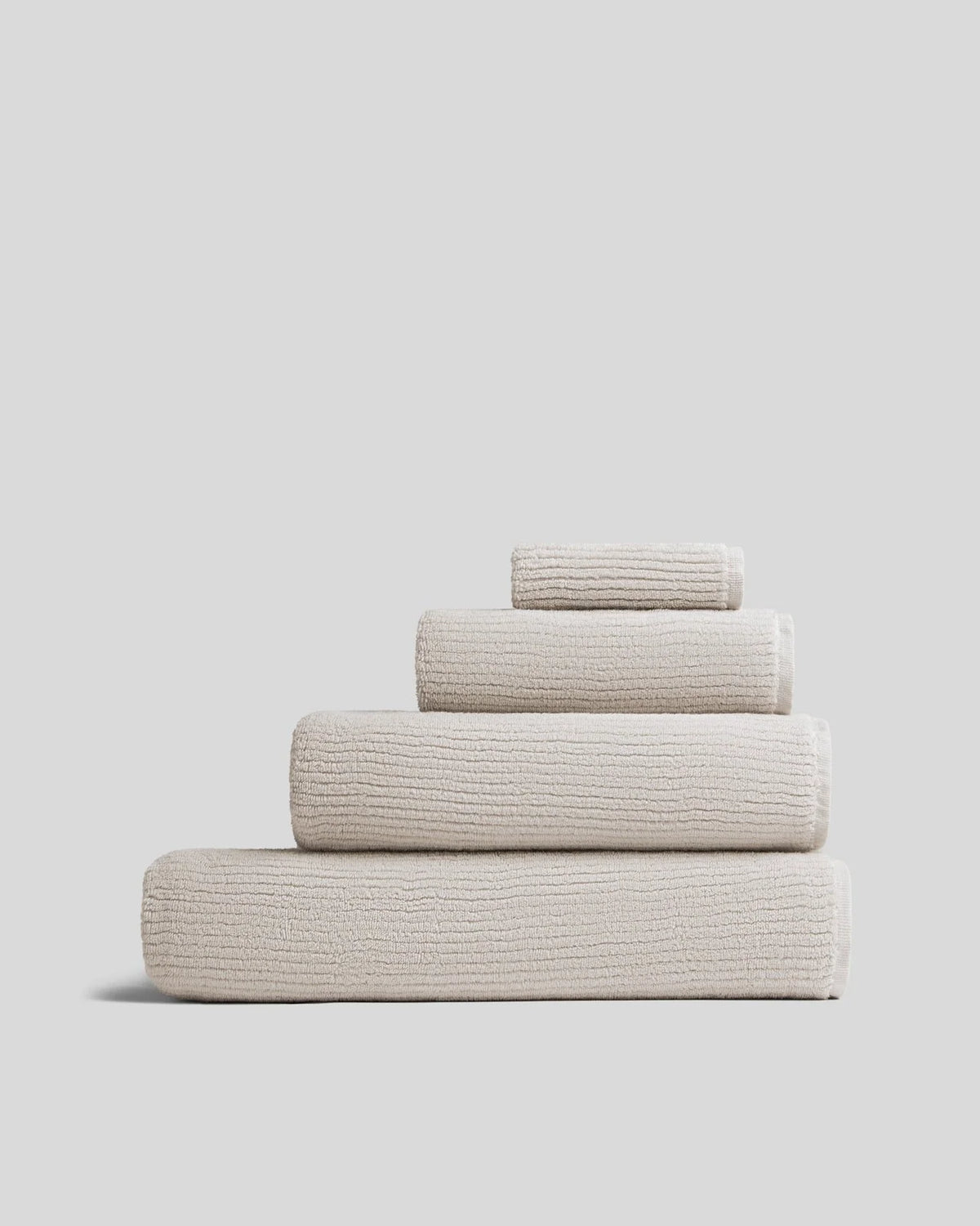 Soft Rib Cotton Towels in Bone