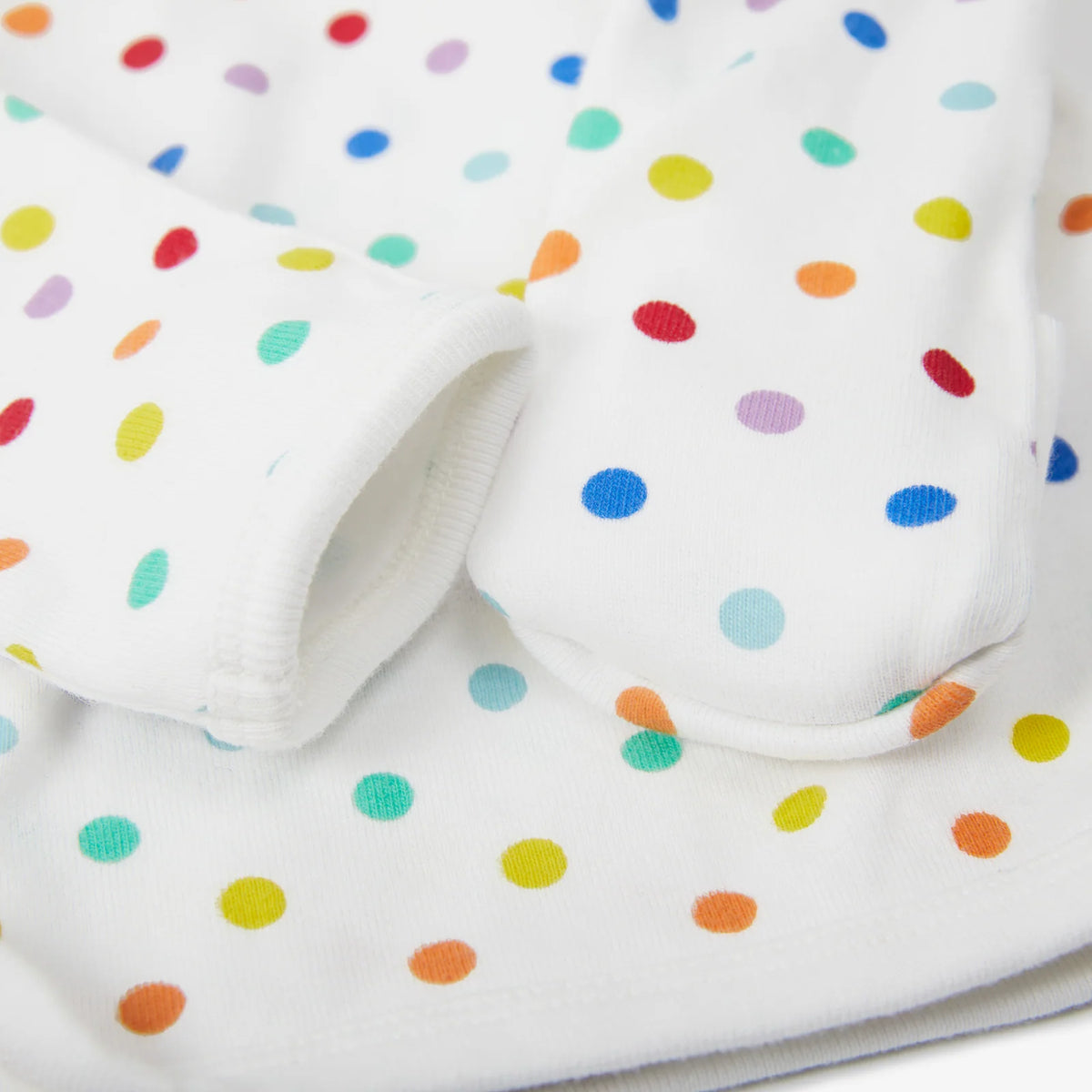 Soft Three-Piece Baby Outfit in Mini Rainbow Dot
