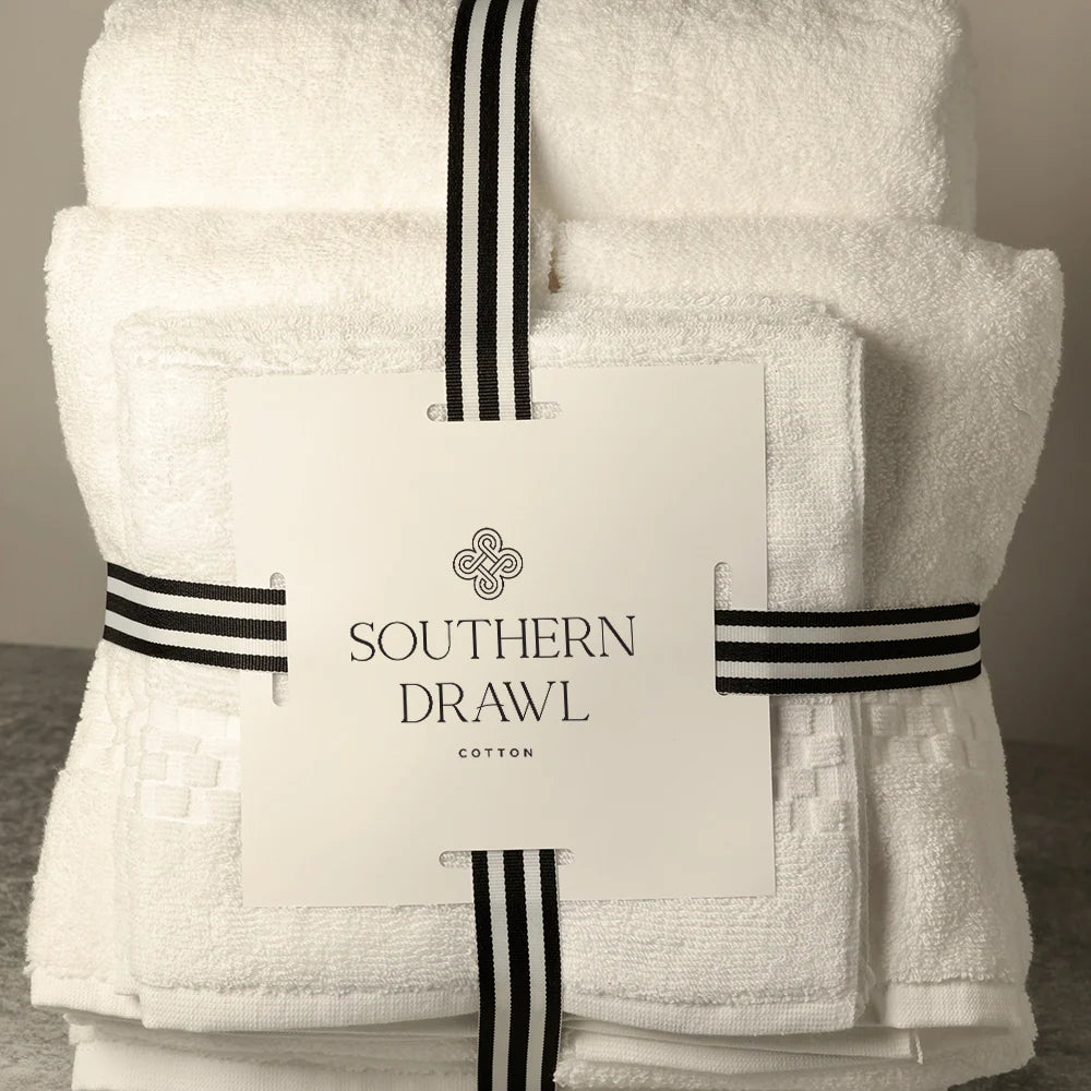 Soft White Cotton Bath Towel Set