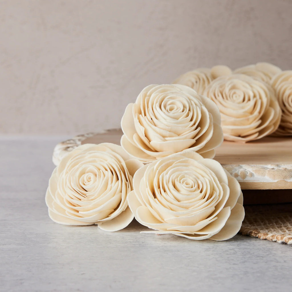 Sola Wood Rose Flowers, Set of 12, Approximately 2.5 Inches