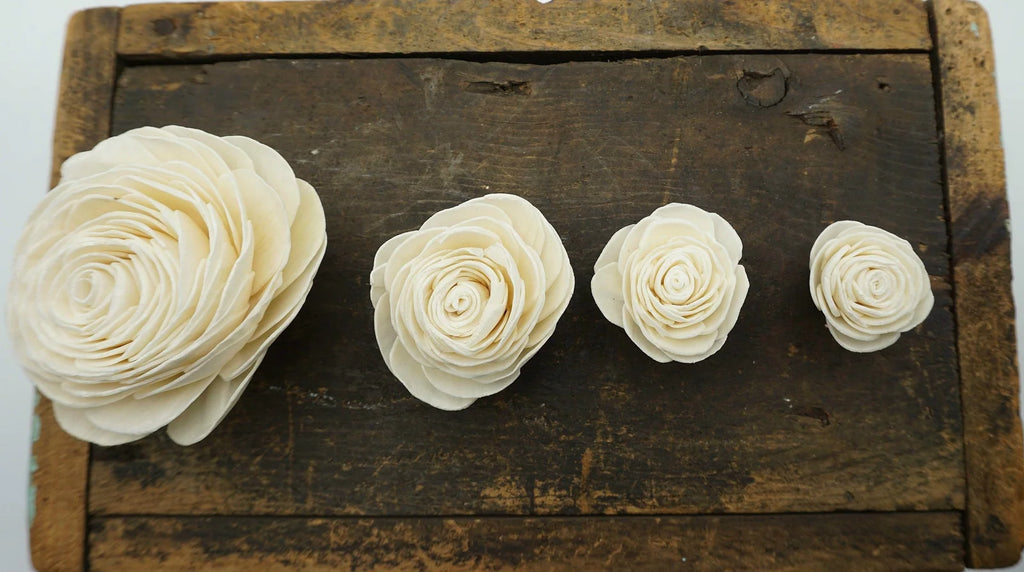 Sola Wood Rose Flowers, Set of 12, Approximately 2.5 Inches
