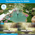 Solar Bird Bath Fountain Pump with 8W Panel, 3600mAh Battery, 10 Nozzles and 9.85-Foot Cord