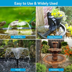 Solar Bird Bath Fountain Pump with 8W Panel, 3600mAh Battery, 10 Nozzles and 9.85-Foot Cord