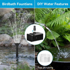Solar Bird Bath Fountain Pump with 8W Panel, 3600mAh Battery, 10 Nozzles and 9.85-Foot Cord